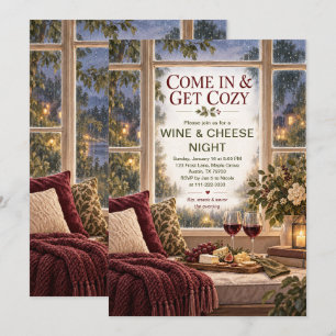Invitación Noche de vino y queso acogedora