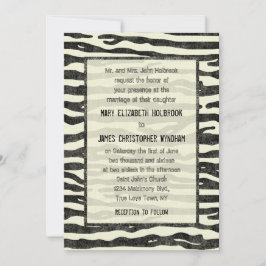 Invitación Noche de zebra de color beige elegante de la boda