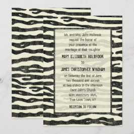 Invitación Noche de zebra de color beige elegante de la boda