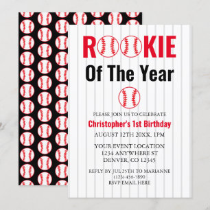 Invitación Noche del Año Béisbol Primer Cumpleaños