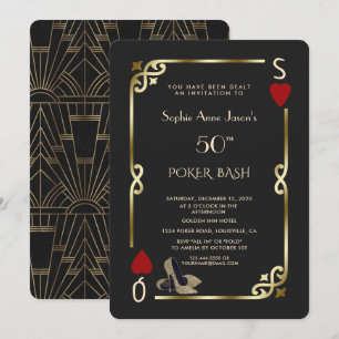 Invitación Noche del Casino de Las Vegas Gran Gatsby Cumpleañ