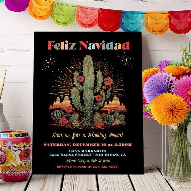 Invitación Noche del Desierto de Feliz navidad Fiesta Cactus (Subido por el creador)