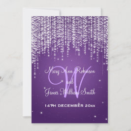 Invitación Noche elegante de bodas deslumbrante morado