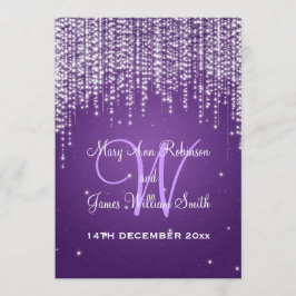 Invitación Noche elegante de bodas deslumbrante morado
