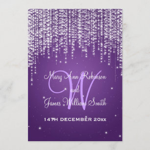 Invitación Noche elegante de bodas deslumbrante morado