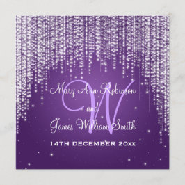 Invitación Noche elegante de bodas deslumbrante morado