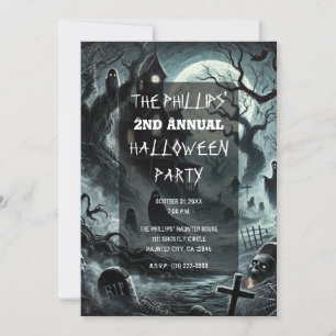 Invitación Noche Embrujada Casa de Terror Espeluznante Fiesta