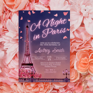 Invitación Noche en París - Cumpleaños