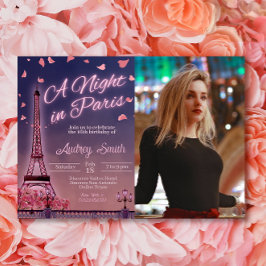 Invitación Noche en París - Cumpleaños con foto