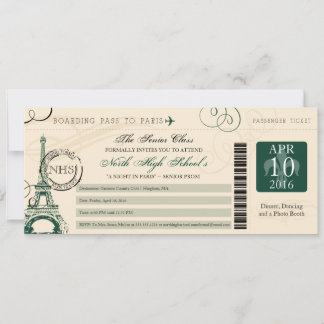 Invitación Noche en Paris School Prom | Verde Cazador