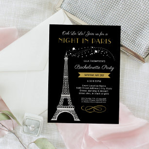 Invitación Noche en París Torre Eiffel Dorada Despedida de So