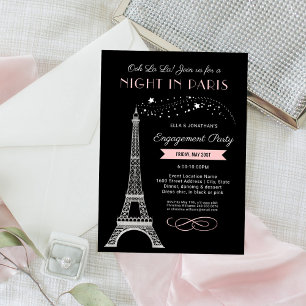 Invitación Noche en París Torre Eiffel Fiesta de compromiso r