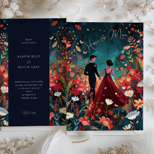 Invitación Noche encantada - Boda floral de la Marina de Borg