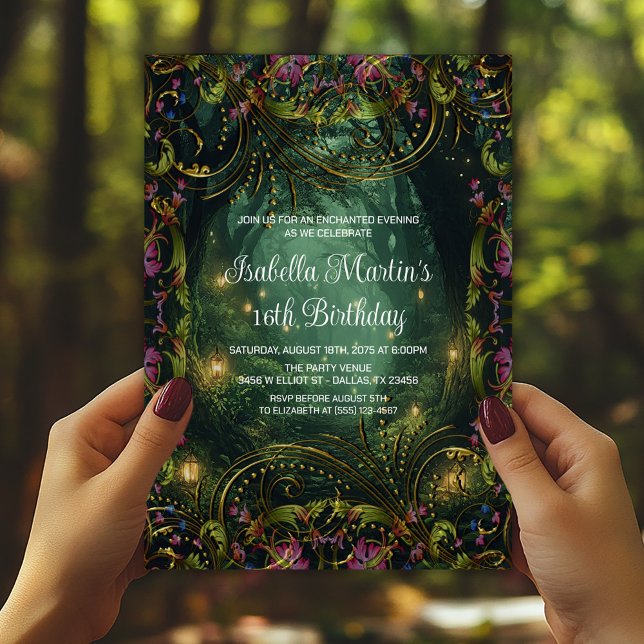 Invitación Noche Encantada Cumpleaños en Cualquier Ocasión (Enchanted forest invitation for any occasion. Simply add your event details.)