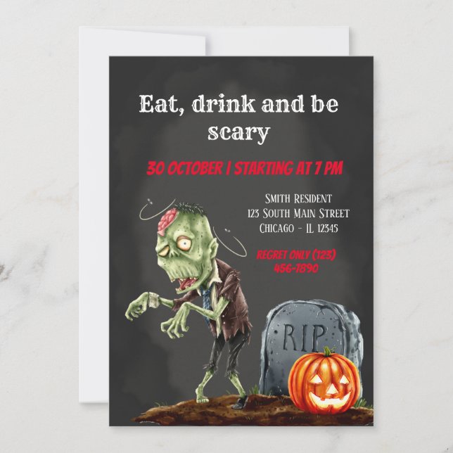 Invitación Noche espeluznante (Anverso)