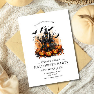 Invitación Noche espeluznante Fiesta de Halloween Casa embruj