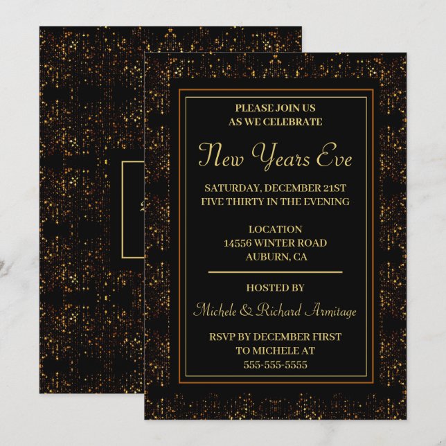 Invitación Noche estrellada Año Nuevo (Anverso / Reverso)