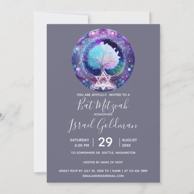 Invitación Noche estrellada | Árbol de la vida (Anverso)