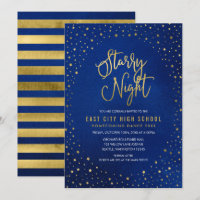 Noche estrellada azul acuarela falso oro baile esc