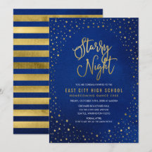 Noche estrellada azul acuarela falso oro baile esc
