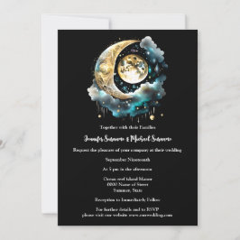 Invitación Noche estrellada azul celestial azul negro moda lu