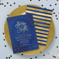 Noche estrellada Baile escolar azul falso oro