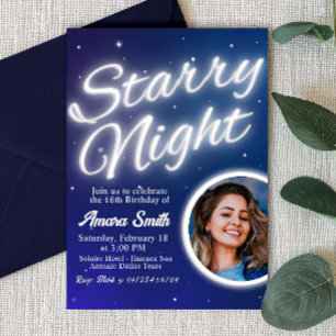Invitación Noche Estrellada - Bajo las Estrellas con Foto