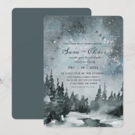 Invitación Noche estrellada | Boda de acuarela de bosque