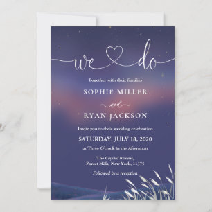 Invitación Noche estrellada caprichosa guion boda moderna 