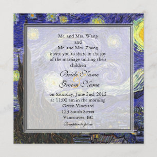 Invitación Noche estrellada, célebre boda de arte fino