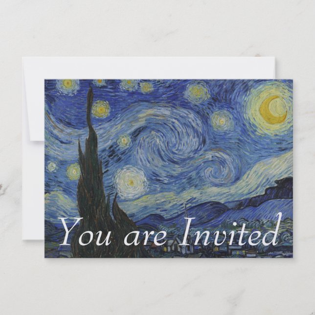 Invitación Noche estrellada de Vincent van Gogh (Anverso)