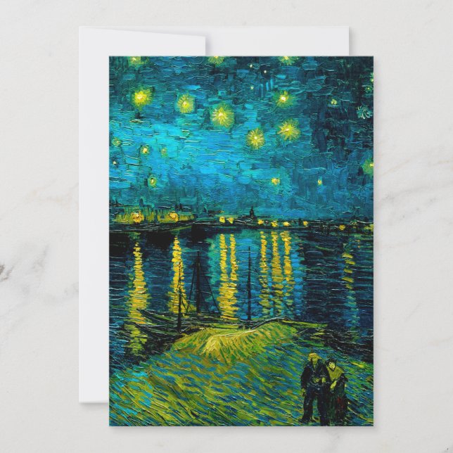 Invitación Noche estrellada del Rhône de Van Gogh  (Anverso)