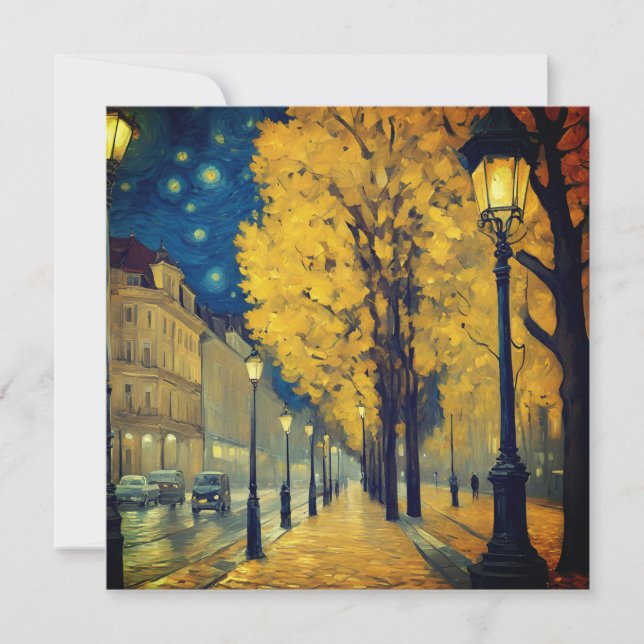 Invitación Noche estrellada en la avenida Andrássy, Budapest (Anverso)