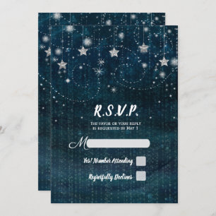 Invitación Noche estrellada encantada Fiesta Silver y Blue RS