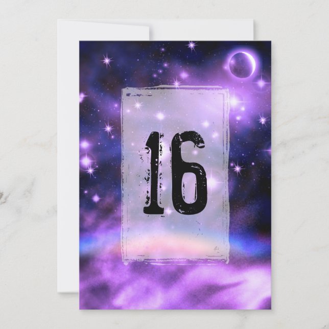 Invitación Noche estrellada Fantasía arcoiris dulce 16 cumple (Anverso)