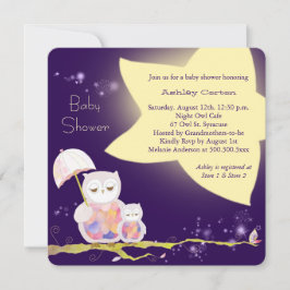 Invitación Noche estrellada para mamá y bebé búhos Baby Showe
