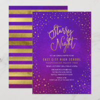 Noche estrellada Purp Acuarela Baile Escolar Dorad