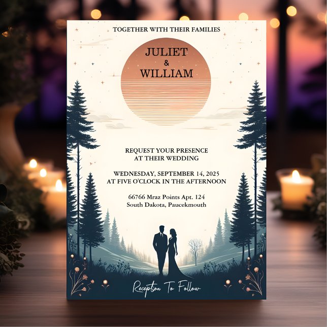 Invitación Noche Estrellas de sol de la noche de la luna Boda (Subido por el creador)