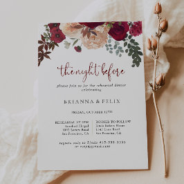 Invitación Noche floral borgoñona antes de la cena del ensayo