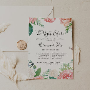 Invitación Noche Floral Tropical Antes De La Cena Del Ensayo