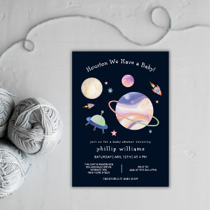 Invitación Noche Galaxia Espacio Luna Estrella Baby Shower