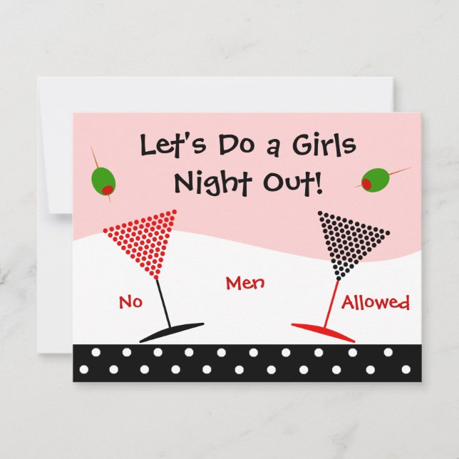 Invitación Noche hacia fuera Bachelorette de los chicas (Anverso)