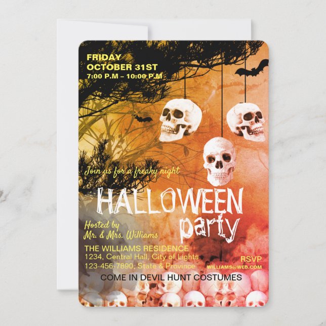 Invitación Noche helada del Skeleton Halloween (Anverso)