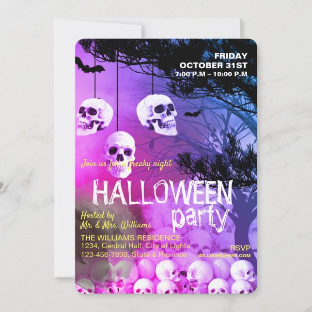 Invitación Noche helada del Skeleton Skeleton Halloween Party (Anverso)