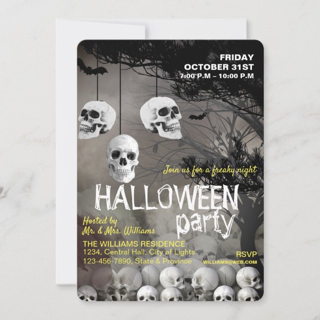 Invitación Noche helada del Skeleton Skeleton Halloween Party (Anverso)