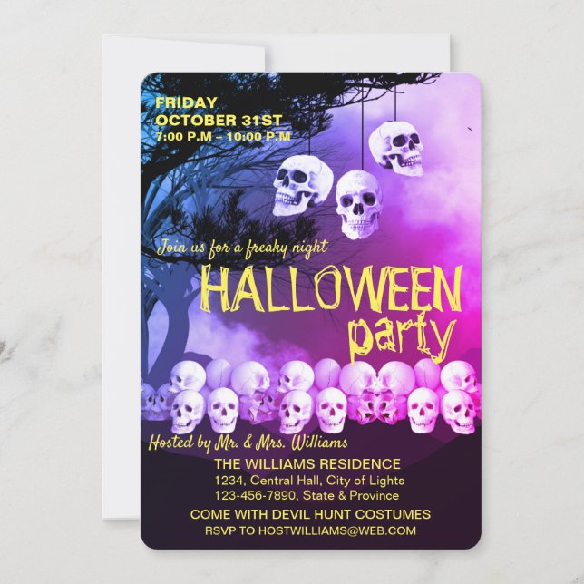 Invitación Noche helada del Skeleton Skeleton Halloween Party (Anverso)