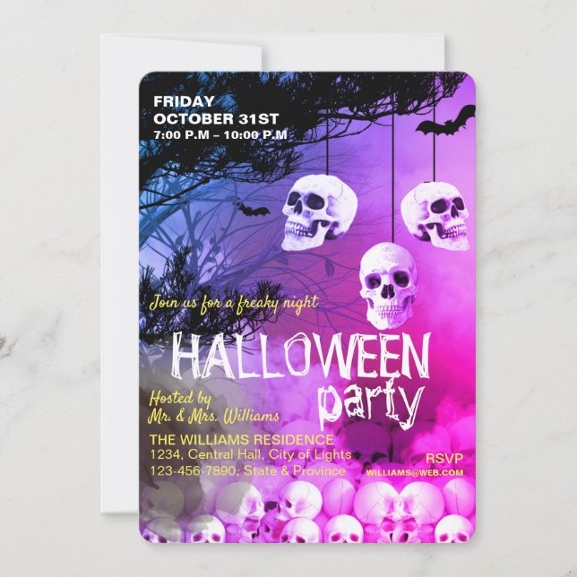 Invitación Noche helada del Skeleton Skeleton Halloween Party (Anverso)