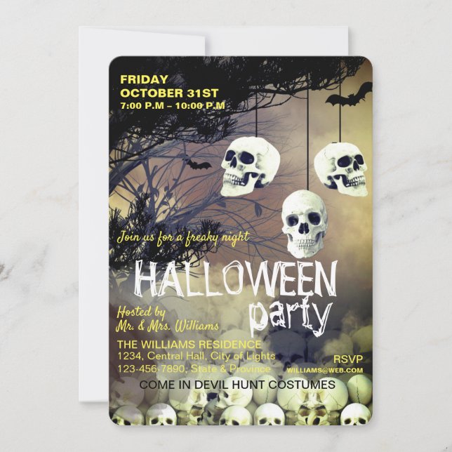 Invitación Noche helada del Skeleton Skeleton Halloween Party (Anverso)