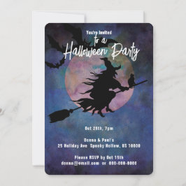 Invitación Noche iluminada con Wich, fiesta de Halloween