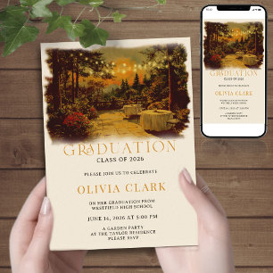 Invitación Noche Jardín Fiesta de Graduación Floral Boho